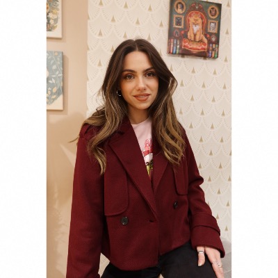 VESTE MANTEAU - COURTE - BORDEAU 