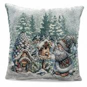 HOUSSE DE COUSSIN - GNOME ET NICHOIR SOUS LA NEIGE