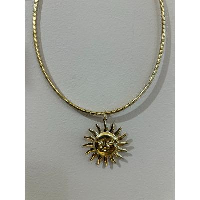 COLLIER ROND - SOLEIL -  ACIER INOXYDABLE