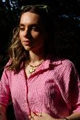 CHEMISE GAZE DE COTON - RAYURES ROSE - ESTEE BROWN
