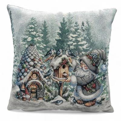 HOUSSE DE COUSSIN - GNOME ET NICHOIR SOUS LA NEIGE