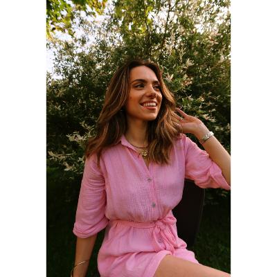 COMBINAISON SHORT - GAZE DE COTON - ROSE